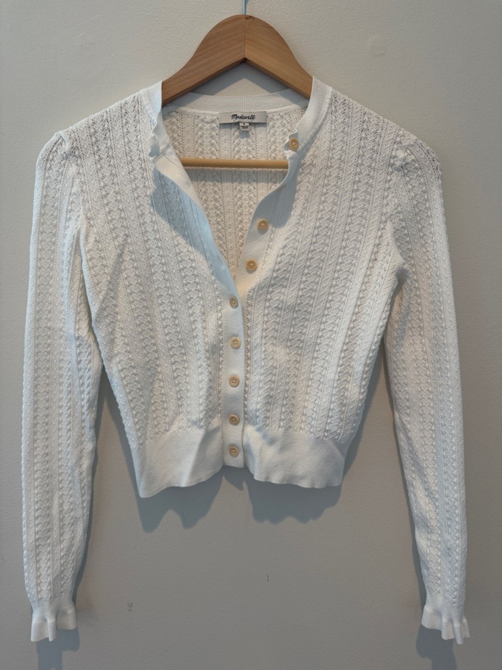 Madewell Ivory Pointelle Knit Cardigan